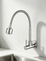 Robinet de cuisine à eau froide simple en acier inoxydable NES-CA9181, direct usine, pour applications industrielles, grand angle de 4 points