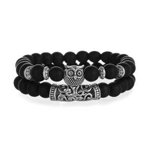 Ensemble de bracelets en alliage élastique plaqué argent antique avec motif hibou pour hommes, femmes et unisexe, bijoux classiques et tendance - Product Image 5