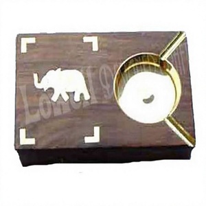 Wooden Handmade Wall-Mounted Eco-Friendly Ashtray Brass Inlay Cigarette Holder Customized Shape Handcrafted Rustic Smoking <b>Tray</b> - Product Image 1