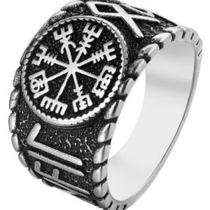 Anillo de hombre con brújula vikinga de la nueva mitología nórdica, de acero inoxidable 316L, para boda, compromiso o regalo. - Product Image 4