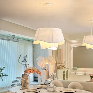 Modern Nordic Style Creamy Minimalist Bedroom Chandelier Creative Fabric <b>Lamp</b> for Master Bedroom Dining Room <b>Study</b> Living Room - Product Image 3