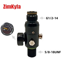 Régulateur de réservoir de CO2 ZimaKyfa 4500psi/1800psi en alliage d'aluminium noir avec filetage d'entrée 5/8-18UNF