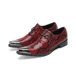 Chaussures en cuir rouge pour hommes, style brogue, Derby, à <span class=keywords><strong>boucle</strong></span>, imprimés animaliers, rehaussantes, décontractées, style britannique, semelle souple - Product Image 3