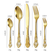 Ensemble de couverts 5 pièces transfrontalier en acier inoxydable Royal, couteau, fourchette, cuillère, revêtement titane, style cour royal vintage, pour steak