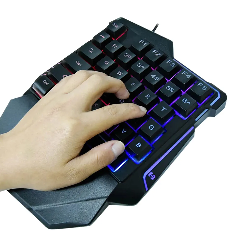 YS614 Keyboard Mekanikal berkabel USB, Ultra tipis untuk Desktop Ipad satu tangan 35 tombol lampu latar Mini RGB