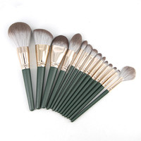 Fards à paupières de 14 pièces, kit de luxe de haute qualité, fans personnalisés, brosses de maquillage, couleur verte, nouveauté