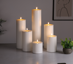 شمعة عمود من شمع البارافين بتأثير لهب ثلاثي الأبعاد، تعمل بالبطارية، صديقة للبيئة، مصنوعة يدويًا، مع تحكم بالأزرار - Product Image 2