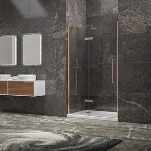 Kamalu KT4000RG moderno 70cm porta doccia fissa spazzolata oro rosa telaio in acciaio inox Design scorrevole per bagno Hotel 10mm - Product Image 2