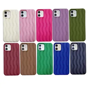 Wholesale Cute Color Stripe 3D Wave Phone Case for iPhone 14 13 12 11 Pro Max Curly Wave Silicone Phone Case