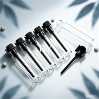 Flacons testeurs en verre tubulaire de 0,5 ml, 1 ml, 1,5 ml, 2 ml, 0,1 oz pour échantillons d'arômes et de parfums, avec bouchon à bougie, en stock