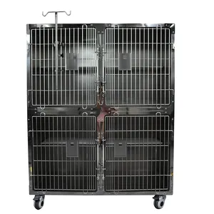 Cage de chat combinée en acier inoxydable de prix usine pour animal de chat de chien d'hôpital de clinique