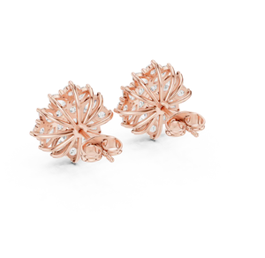 Delicate <b>Rose</b> <b>Gold</b> Nakshatra Diamond Flower <b>Stud</b> <b>Earrings</b> Classic Jewelry For Modern Women From India - Product Image 3