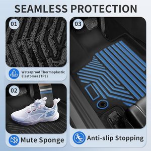 Jiaye All Weather Floor Mats para 2025 para Toyota <span class=keywords><strong>RAV4</strong></span> 2024-2019 (<span class=keywords><strong>Hybrid</strong></span>) TPE Back Seat Cover Protector Trunk Mat - Product Image 6