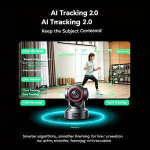 Caméra PTZ 4K alimentée par l'IA <span class=keywords><strong>Obsbot</strong></span> <span class=keywords><strong>Tiny</strong></span> 3 avec suivi automatique, mise au point, trois micros, contrôle gestuel vocal, capteur 1/1.28 - Product Image 4