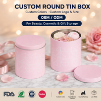 Boîte en métal ronde personnalisée en gros avec couvercle, pour bonbons, cosmétiques, cadeaux, conteneur de rangement en fer blanc de qualité alimentaire, OEM