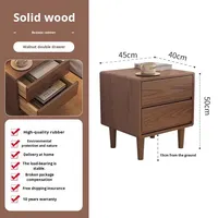 Table de chevet en bois massif en caoutchouc avec 2 tiroirs, armoire de rangement moderne et simple pour chambre à coucher, meubles de maison CTG007