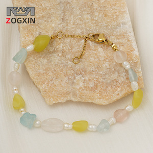 ZOGXIN Pearl And Natural Stone Bracelet Gold Color Handmade Beaded Jewelry Gift - Product Image 1