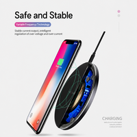 Chargeur sans fil de bureau ultra-fin 15W avec charge rapide Type-C PD/QC3.0, protection OTP ignifuge, LED pour téléphones mobiles