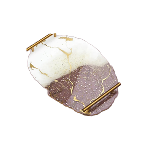 ถาดอเนกประสงค์เรซิ่นทำมือหลากสีสำหรับห้องน้ำ ถาดใส่เครื่องประดับ น้ำหอม ถาดเสิร์ฟรูปวงรี ของตกแต่งบ้าน ของขวัญคริสต์มาส - Product Image 1