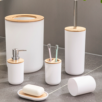 Ensemble d'accessoires de salle de bain 6 pièces en plastique ondulé horizontal durable avec kit de vanité, porte-brosse à dents et gobelet pour rangement de salle de bain