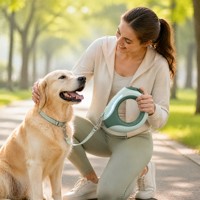 Laisse Rétractable pour Chien 3M en Nylon avec LED Rechargeable par USB, Contrôle Ergonomique à Une Main, Lumière de Marche Nocturne, Utilisation Toutes Saisons