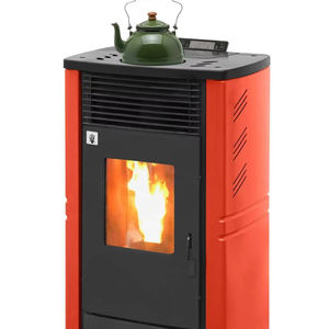 Vente flash - Poêle à granulés d'intérieur haute efficacité, écologique et durable, poêle en acier autoportant, puissance de chauffage 13 kW, réservoir de combustible de 15 kg - Product Image 1