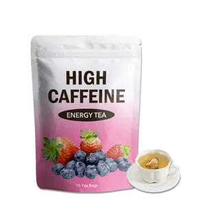 OEM有机绿茶混合蓝莓草莓水果高咖啡因能量凉茶