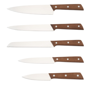 Professional Chef Faca <span class=keywords><strong>Set</strong></span> com madeira Handle Custom Logo Aço Inoxidável Alemão para Corte & Fatiar para Cozinha Camping