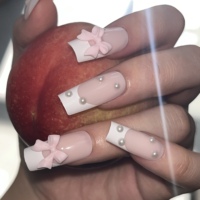 Nouveauté transfrontalière : Faux ongles ABS semi-couvrants français, faits main, style européen et américain, avec nœud simple, amovibles et longue durée