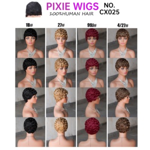 Grossiste Perruques Courtes Pixie Vietnamiennes Cheveux Humains Femmes Noires Sans Colle Pré-épilées Perruques Courtes Bouclées Avec <span class=keywords><strong>Frange</strong></span> Noir Naturel - Product Image 6