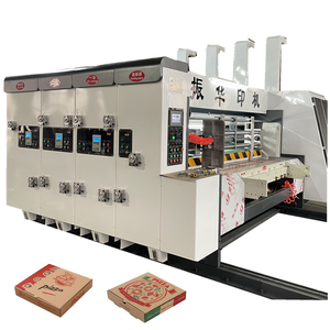 ZH YSF-D 2 Color E flute Corrugated Paperboard Automatic Pizza Box Making Machine