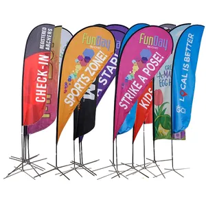 थोक झंडे, बैनर और प्रदर्शन सहायक उपकरण कस्टम विज्ञापन टियर ड्रॉप फ्लाइंग बैनर स्टैंड टियरड्रॉप बीच फेदर फ्लैग