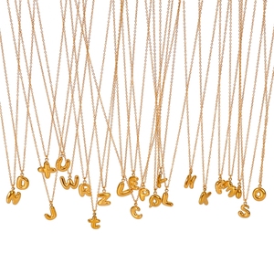 Collana con Ciondolo a Lettera Iniziale a Bolla Lucida Placcata <span class=keywords><strong>Oro</strong></span> 18K, Piccola, a Forma di Palloncino, con 26 Lettere, Gioielli Fai da Te - Product Image 4