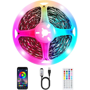 <b>Smart</b> Cuttable Plastic LED Strip <b>Light</b> 12LEDs/m 20m/roll*2 RGB Color Change APP Control with Remote Control - Product Image 1