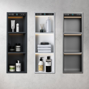 Venta Directa de Fábrica, Nichos de Ducha Esquineros Empotrados de Acero Inoxidable con Interruptor Táctil, Estante para Baño de Hotel, Diseño Moderno - Product Image 1
