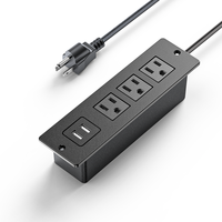 Multiprise Encastrable avec Deux Ports USB-A, Station de Recharge Discrète pour Meuble, Prise d'Alimentation pour Table de Chevet ou Table d'Appoint