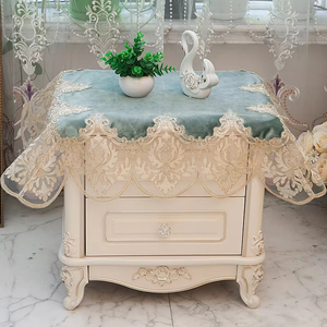 Nappe <span class=keywords><strong>de</strong></span> chevet <span class=keywords><strong>de</strong></span> luxe beige en dentelle, style européen, brodée, protège-poussière pour <span class=keywords><strong>table</strong></span> <span class=keywords><strong>de</strong></span> nuit, couvre-<span class=keywords><strong>table</strong></span> carré pour la décoration intérieure - Product Image 4