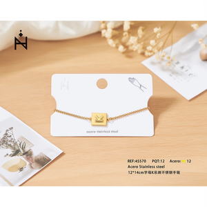 Bracelet en acier inoxydable avec lettre K Angelina, chaîne plaquée or, bijoux unisexes, cadeau, 12x14cm - Product Image 3