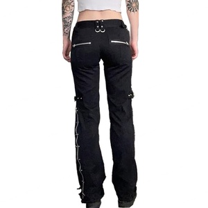 Wholesale Price Women Gothic Cargo Pants <b>Y2K</b> Aesthetic Vintage Loose Baggy <b>Trousers</b> Low Waist Wide Leg Baggy Jeans - Product Image 5