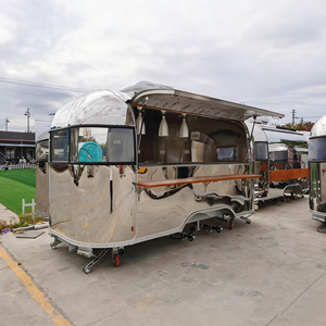 Camión de Comida Comercial Vintage de Acero Inoxidable con Diseño de 4 Ruedas para Hot Dogs, Helados, Comida Rápida, Venta Ambulante y Camping - Product Image 1