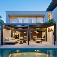 Auvent motorisé en aluminium imperméable SINGO A13, pare-soleil électrique, toit en lames de pergola, pergola murale en aluminium
