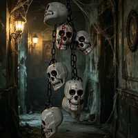 Nouvelle Décoration Suspendue en Chaîne Plastique pour Halloween, Ornement de Fond pour Maison Hantée, Salle d'Évasion, Accessoire d'Horreur (Sans Impression)