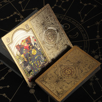 Jeu de cartes de tarot personnalisé imprimé avec estampage à chaud doré, coins arrondis, en PVC écologique, avec guide et coffret cadeau