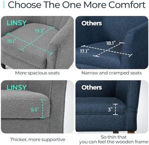 Mid-Century Modern Accent <strong>Chair</strong> <strong>Ottoman</strong> <strong>Set</strong> Chenille <strong>Barrel</strong> Armchair Footrest Small Reading <strong>Chair</strong> for Living Room Room - Product Image 4