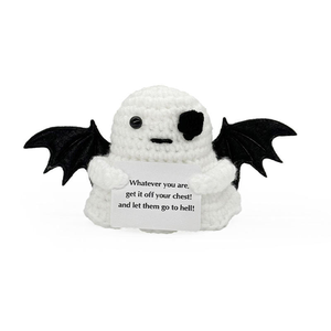 <span class=keywords><strong>Porte</strong></span>-clés fantôme en crochet fait main pour Halloween, en peluche, cadeau d'accompagnement émotionnel avec ailes, artisanat textile tricoté, personnalisable - Product Image 1