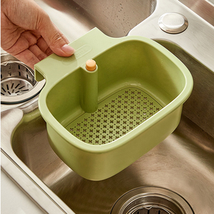 Panier suspendu pour évier de cuisine, panier de lavage de légumes anti-colmatage à pression avec <span class=keywords><strong>grille</strong></span> en PP et support de rangement - Product Image 6