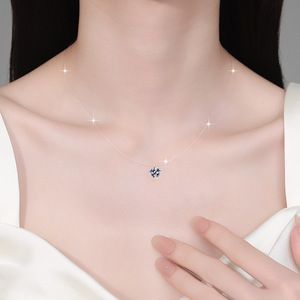 Collier pendentif en argent sterling S925 avec moissanite VVS1 de 1 carat pour femme, avec breloque ligne de pêche, bijoux fins - Product Image 2