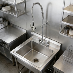 Robinet de cuisine commercial à pulvérisation pré-évier, montage sur comptoir, eau chaude et froide, poignée en laiton massif, cartouche à vis en acier inoxydable, pour hôtels et restaurants - Product Image 1