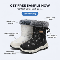 Bottes de neige de luxe pour enfants, motif flocon de neige premium, bottes d'hiver pour enfants, fourrure chaude