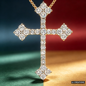 CUSTOM SILVER 10K/14K/18K GOLD PLATED LAB GROWN CVD DIAMOND CLASSIC ENGAGEMENT <b>GIFT</b> SWEATER CHAIN NECKLACE CROSS PENDANT - Product Image 5